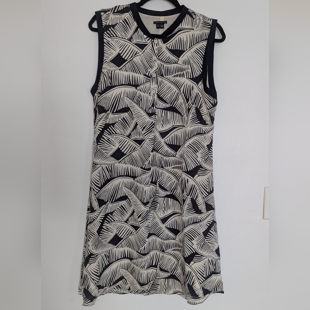 Theory Silk Loreese Palm Tree Print Dress